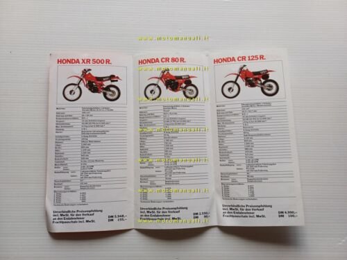 Honda CR 80 125 250 480 - XR 500 1982 …