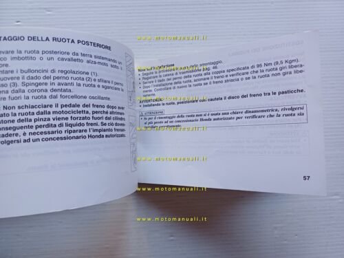 Honda CRM 125 1989 manuale uso manutenzione libretto originale ITALIANO