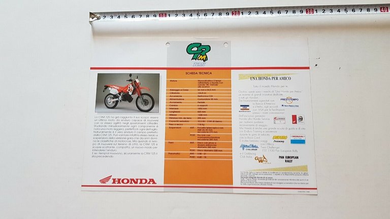 Honda CRM 125 Enduro 1989 depliant originale moto brochure