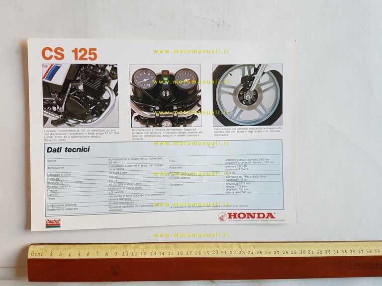 Honda CS 125 depliant ITALIANO moto originale epoca brochure