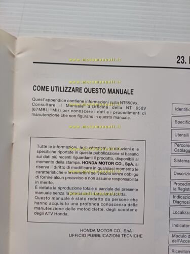 Honda Deauville NT 650 V x VARIANTI manuale officina ITALIANO …