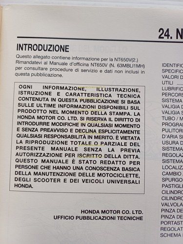 Honda Deauville NT 650 V2 VARIANTI manuale officina ITALIANO originale