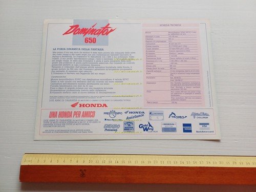 Honda Dominator NX 650 1989 depliant italiano originale