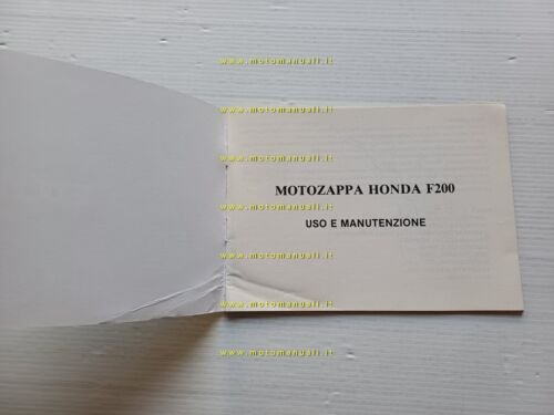 HONDA F 200 motozappa 1980 manuale uso manutenzione originale ITALIANO