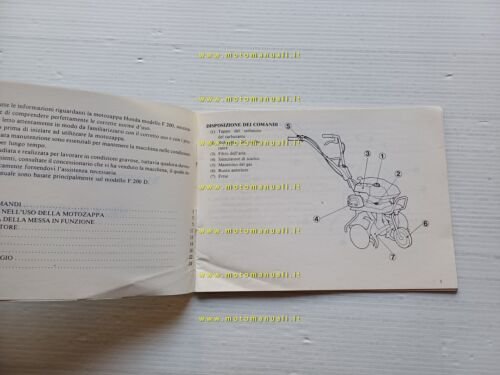 HONDA F 200 motozappa 1980 manuale uso manutenzione originale ITALIANO