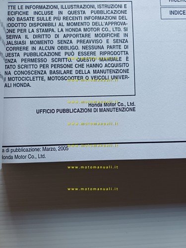 HONDA FMX 650 2005 manuale officina ITALIANO originale