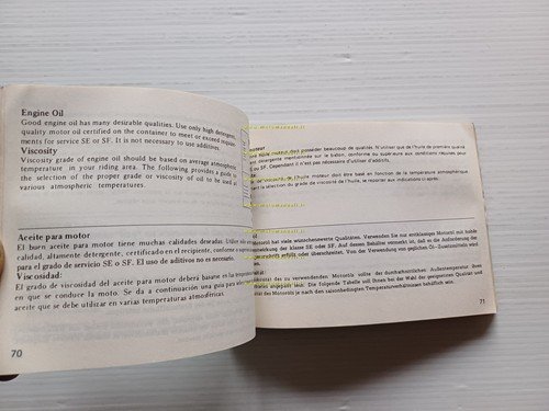 Honda FT 500 1981 manuale uso inglese francese tedesco spagnolo …