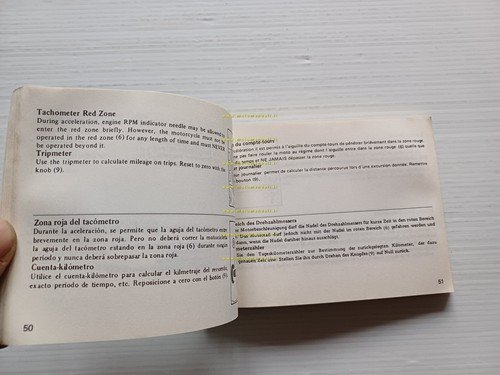 Honda FT 500 1981 manuale uso inglese francese tedesco spagnolo …