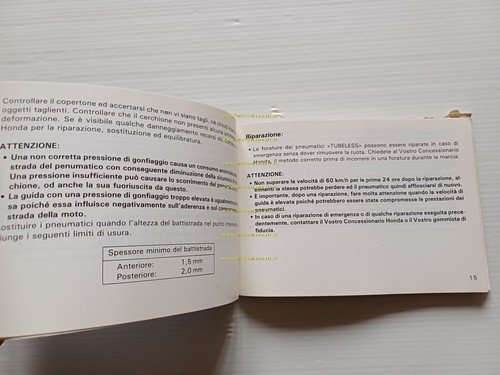 Honda FT 500 1982 manuale uso manutenzione libretto originale ITALIANO