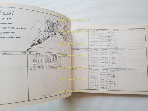 HONDA GL 1100 A 1979 catalogo ricambi originale