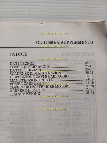 Honda GL 1200 1200 A 1986 aggiornamento SUPPLEMENTO manuale officina …