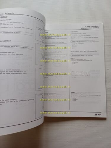 Honda GL 1500 Gold Wing VARIANTI 1989 manuale officina italiano …