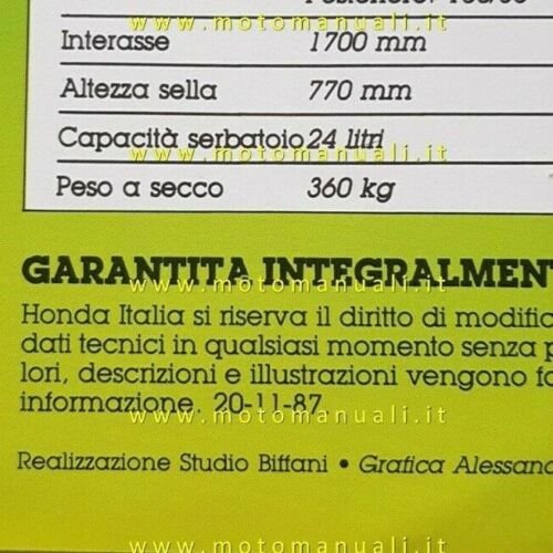 Honda GLX 1500 Gold Wing 1987-88 depliant ITALIANO originale brochure