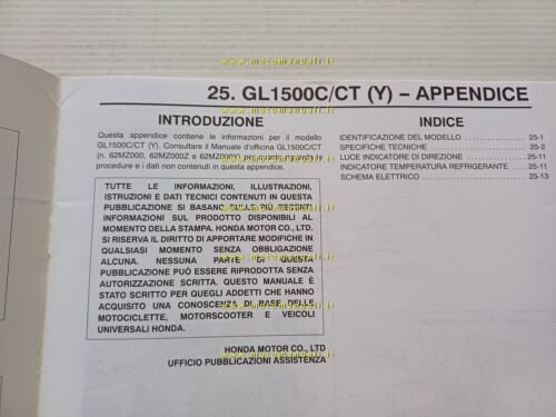 Honda Gold Wing GL 1500 C-CT VARIANTI 1999 manuale officina …