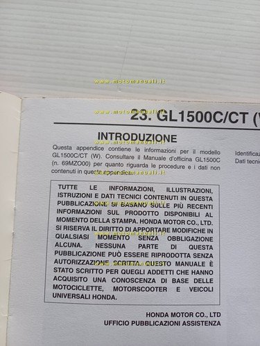 Honda Gold Wing GL 1500 VARIANTI 1997 manuale officina ITALIANO …