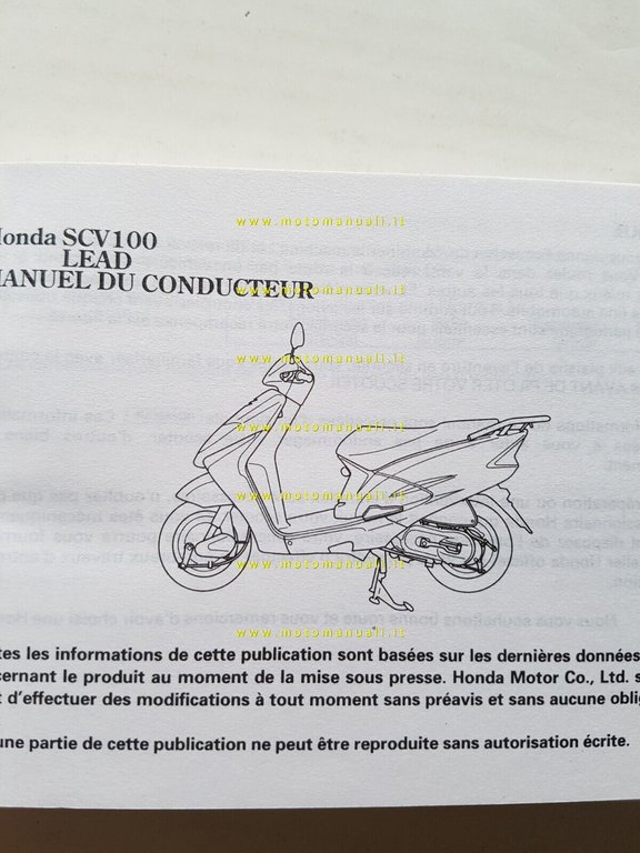 Honda LEAD SCV 100 2003 manuale uso manutenzione originale ITALIANO