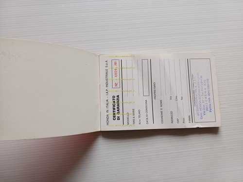 Honda modelli anni 80-90 libretto tagliandi garanzia originale nuovo NO …
