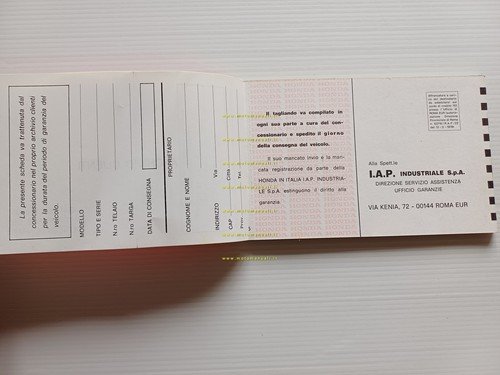 Honda modelli anni 80-90 libretto tagliandi garanzia originale nuovo NO …