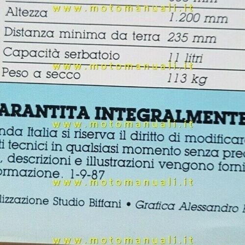 HONDA MTX 125 Beach Hunter 1987 depliant ITALIANO originale brochure