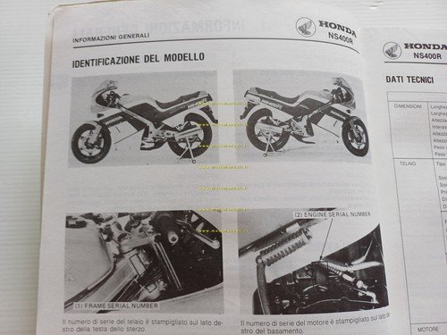 HONDA NS 400 R 1985-86 manuale officina ITALIANO originale