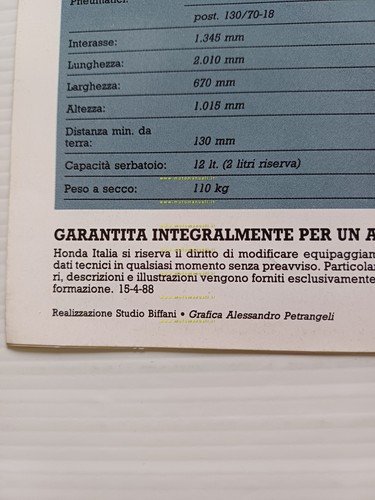 Honda NSR 125 F 1988 depliant ITALIANO originale