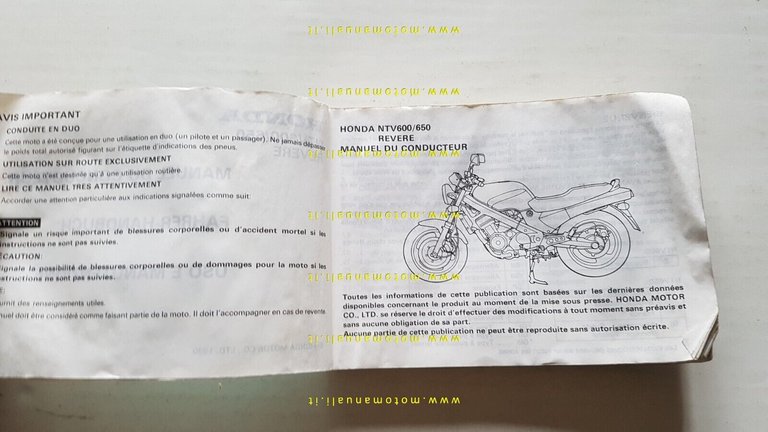 Honda NTV 600-650 Revere 1991 manuale uso manutenzione ITALIANO originale