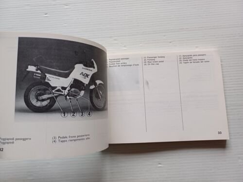 HONDA NX 125 1989 manuale uso manutenzione libretto originale ITALIANO