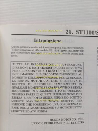 Honda Pan European ST 1100 VARIANTI 1995 manuale officina ITALIANO …