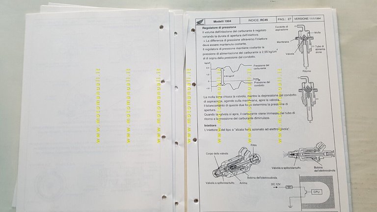 HONDA RVF 750 RC 45 1994 opuscolo aggiornamento per meccanici …