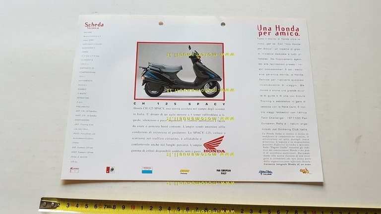 Honda scooter CH 125 Spacy depliant originale ITALIANO brochure