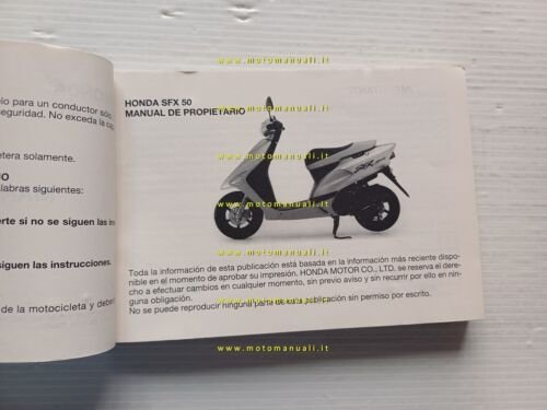 Honda SFX 50 1995 manuale uso manutenzione italiano originale