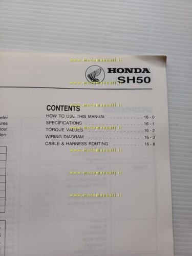 Honda SH 50 VARIANTI manuale officina originale
