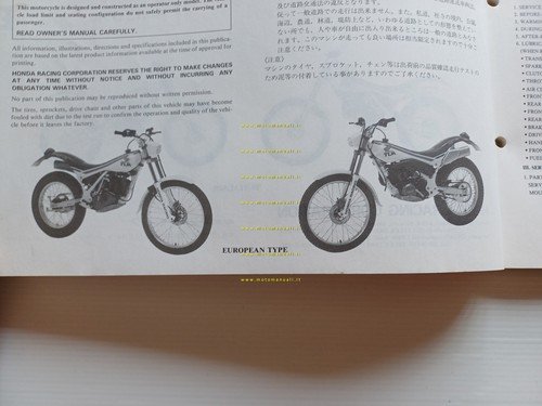 Honda TLM 250 R 1989 manuale uso - officina - …