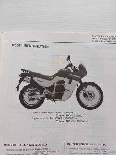 Honda Transalp XL 600 V VARIANTI 1988 manuale officina ITALIANO …