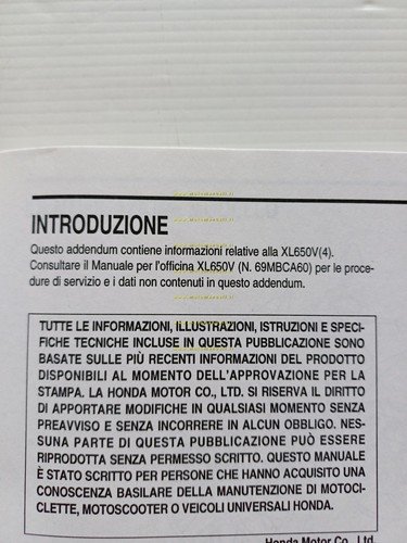 Honda Transalp XL 650 V VARIANTI 2003-4 manuale officina ITALIANO …
