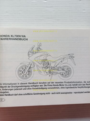 Honda Transalp XL 700 V 2007 Manuale Uso Manutenzione ITALIANO …