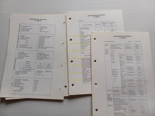 Honda VF 1000 R scheda informazioni tecniche manuale officina italiano …