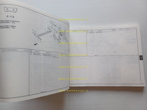 HONDA VFR 750 F - Interceptor 1988 catalogo ricambi originale