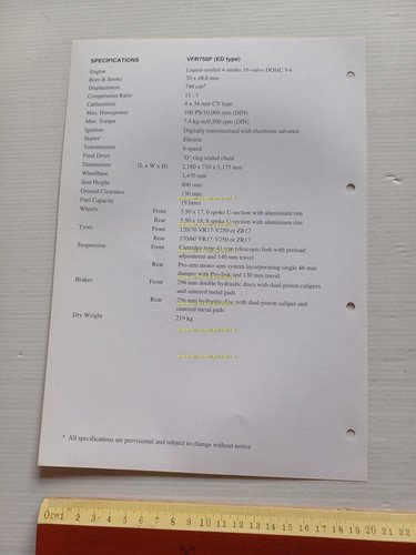 Honda VFR 750 F 1992 presentazione scheda tecnica per la …