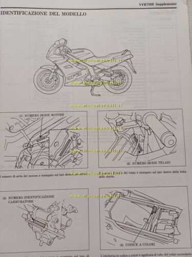 Honda VFR 750 F VARIANTI 1990 manuale officina ITALIANO originale