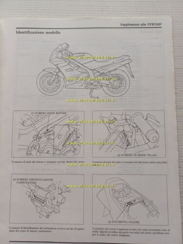 Honda VFR 750 F VARIANTI 1991 manuale officina ITALIANO originale