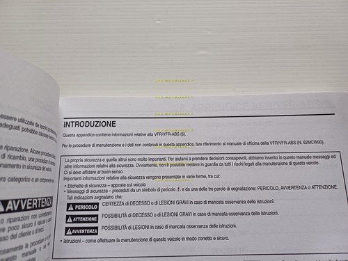 HONDA VFR 800 A 2005 AGGIORNAMENTO manuale officina italliano originale
