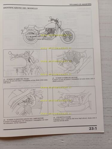 Honda VT 1100 C2 VARIANTI 1995 manuale officina ITALIANO originale