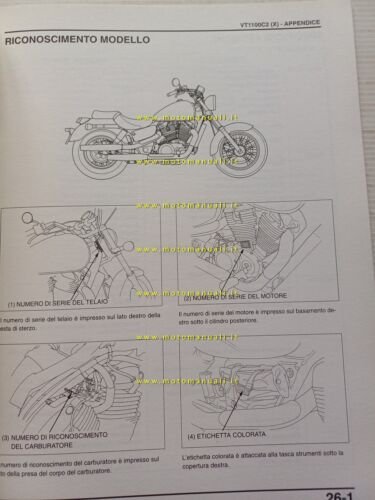 Honda VT 1100 C2 VARIANTI 1998 manuale officina ITALIANO originale