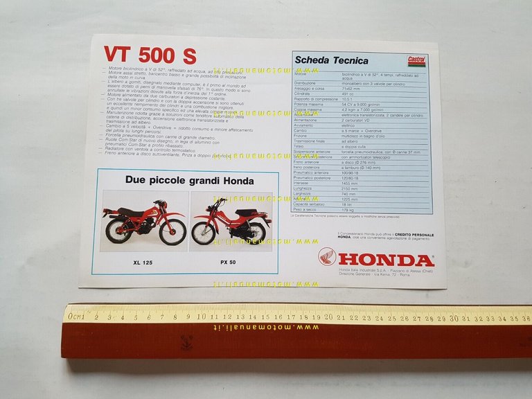 Honda VT 500 S 1983 depliant moto ITALIANO originale brochure