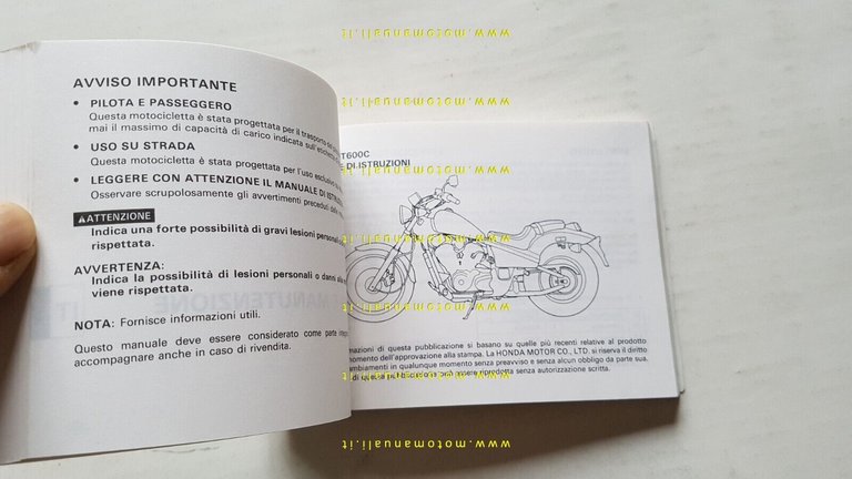 Honda VT 600 C 1989 manuale uso manutenzione libretto ITALIANO …