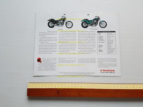 Honda VT 600 Shadow VL-VLX 1992 depliant originale testo inglese