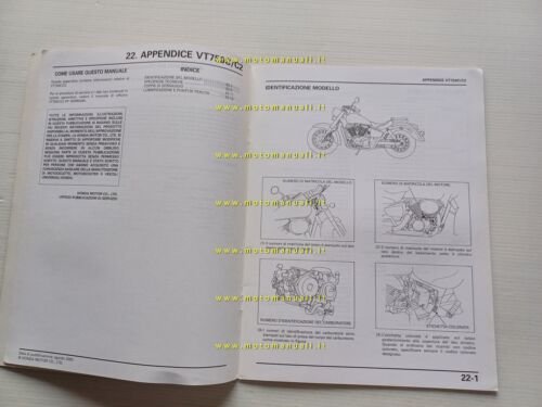 Honda VT 750 C-C2 VARIANTI 2000 manuale officina ITALIANO originale