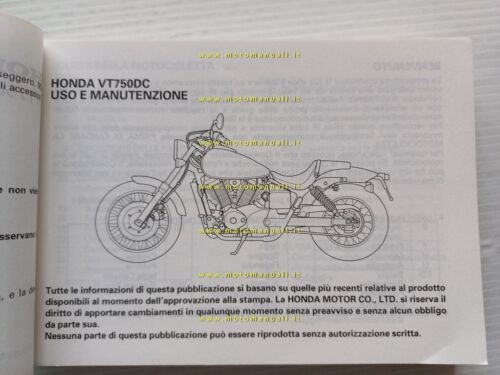 Honda VT 750 C Shadow 2000 manuale uso manutenzione libretto …