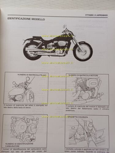 Honda VT 750 C1 VARIANTI 2000 manuale officina ITALIANO originale